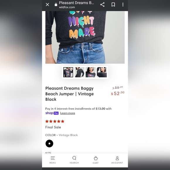 NWT Wildfox Pleasant Dreams Baggy Beach Jumper Top - Picture 2 of 5